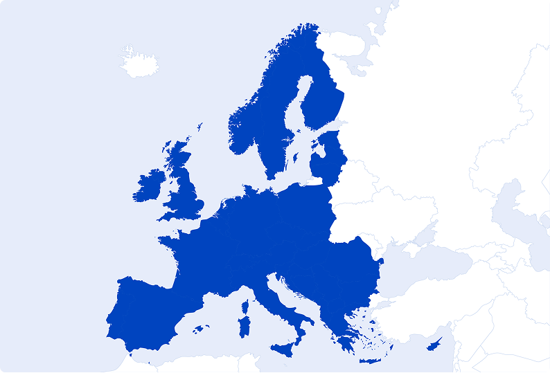 Mapa pokrytí, Česká republika a Evropa